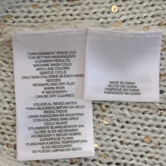 Anne Klein Womens Ivory Pullover Crewneck Cozy Sweater Sz M Gold Sequins #242i - Picture 5 of 5